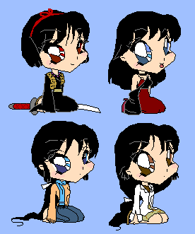 Kikyou, Kagome, Sango, and Yura